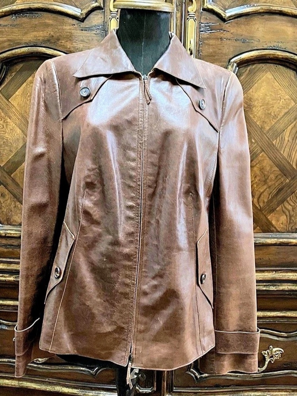 Akris Punto Brown Lamb Leather Jacket
